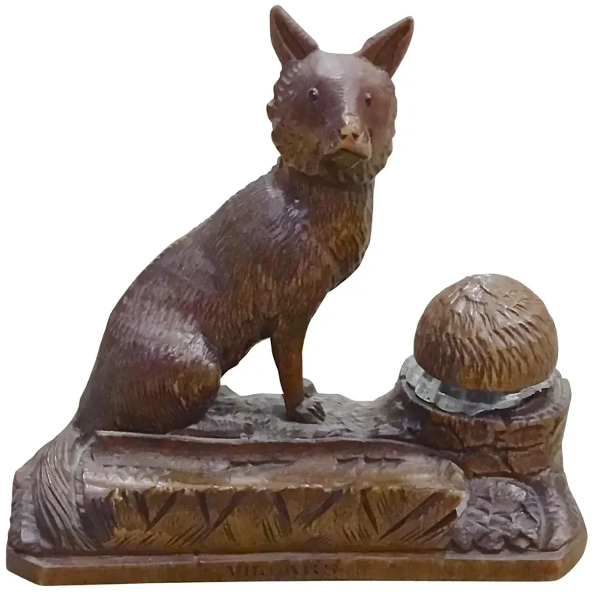 Antique Black Forest Fox Inkwell - Vermilion Designs - brown