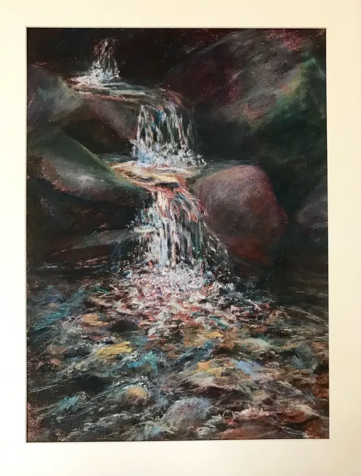 Waterfall Drawing - Antiquarian Art Company - brown