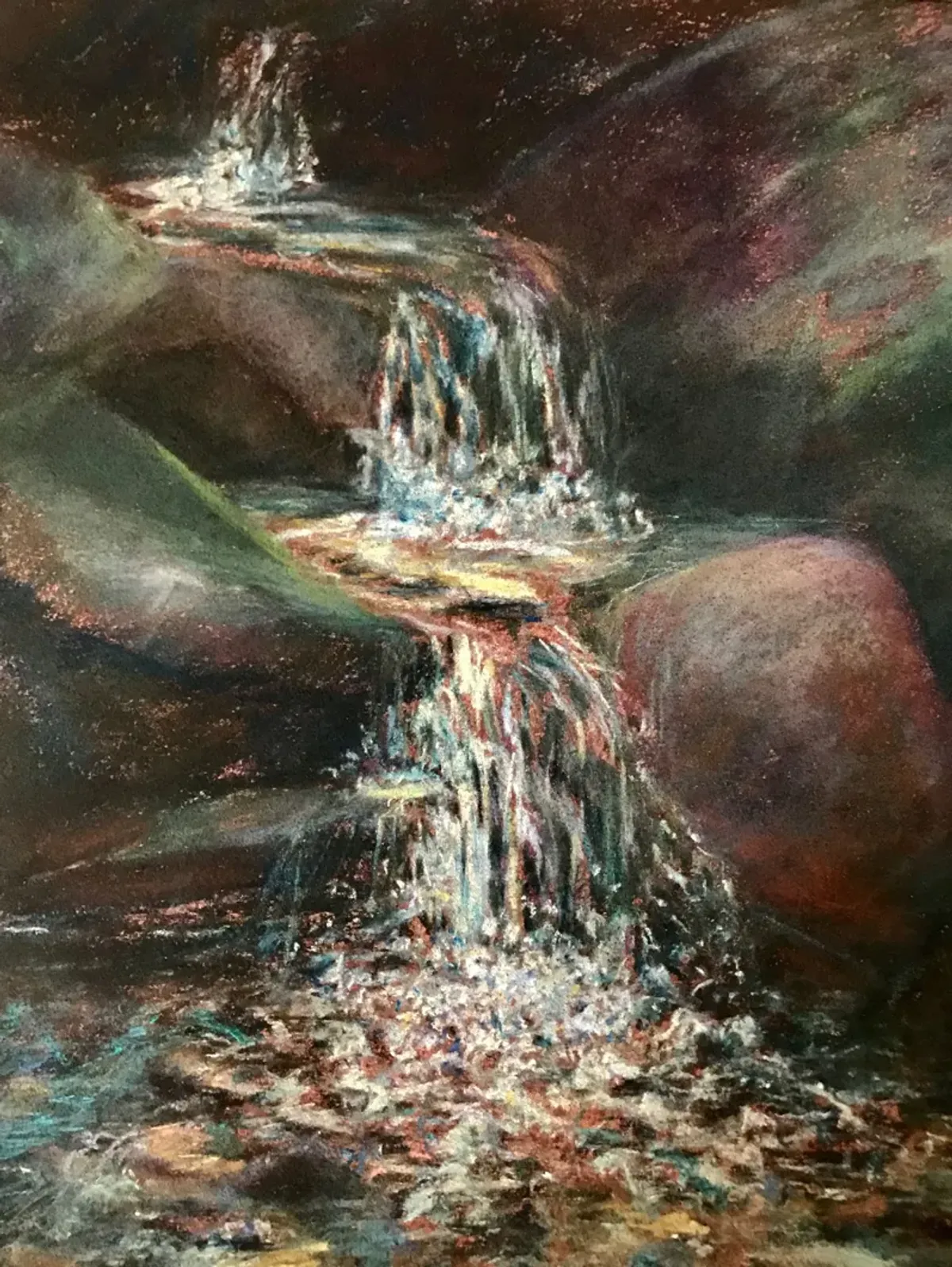 Waterfall Drawing - Antiquarian Art Company - brown