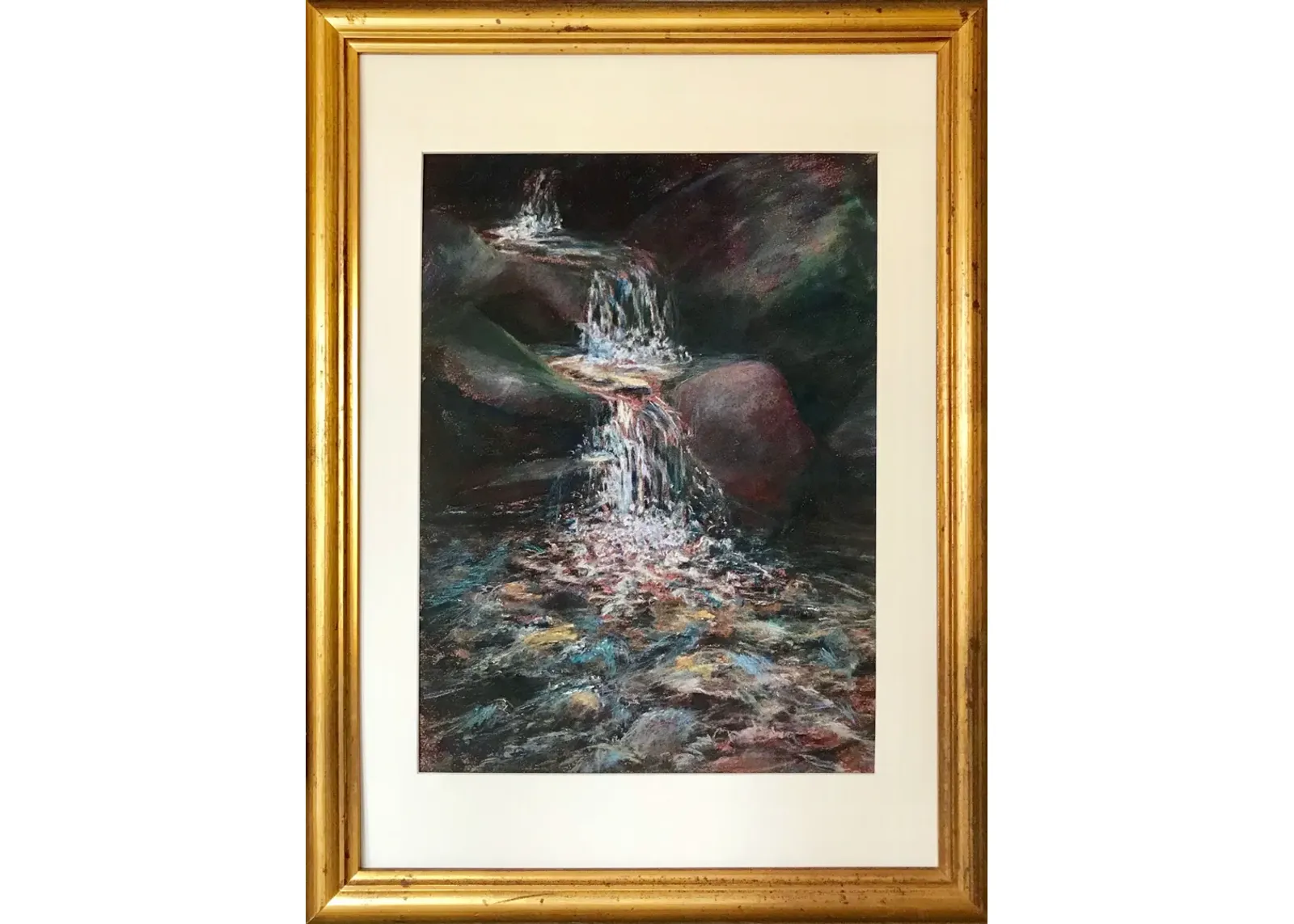 Waterfall Drawing - Antiquarian Art Company - brown