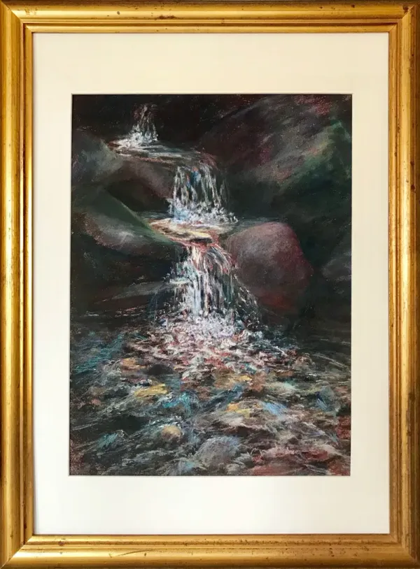 Waterfall Drawing - Antiquarian Art Company - Brown
