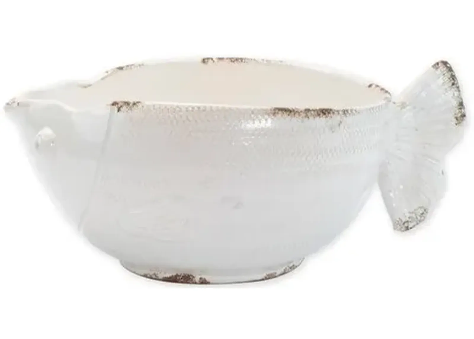 Rustic Garden Fish Cachepot - White - VIETRI