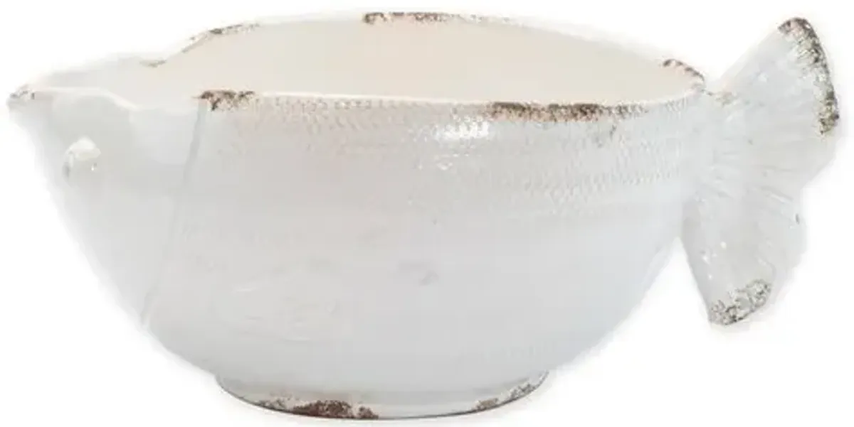 Rustic Garden Fish Cachepot - White - VIETRI