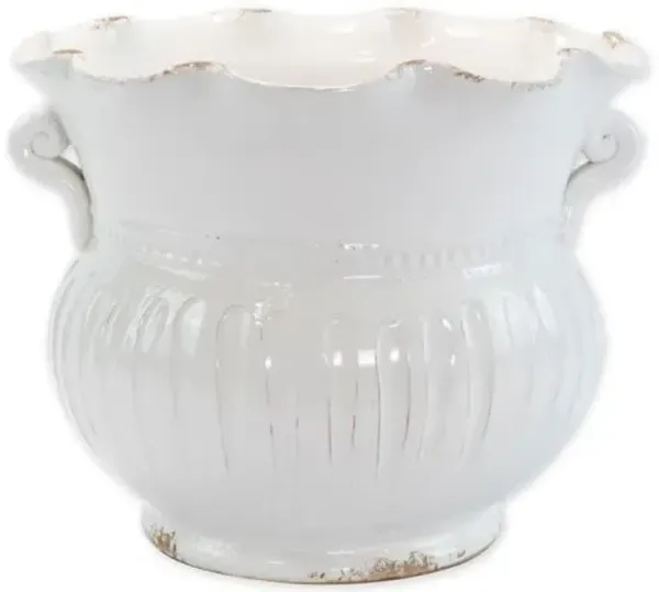 15" Garden Large Scallop Outdoor Planter - White - VIETRI - Handcrafted - 15"