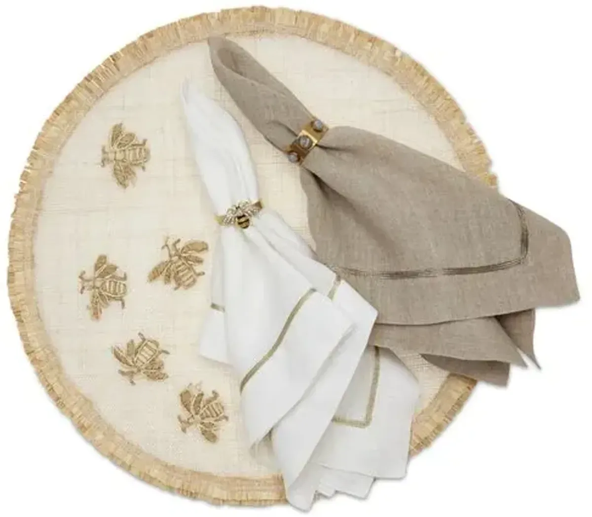 Set of 4 Straw Bee Place Mat - Natural - Joanna Buchanan