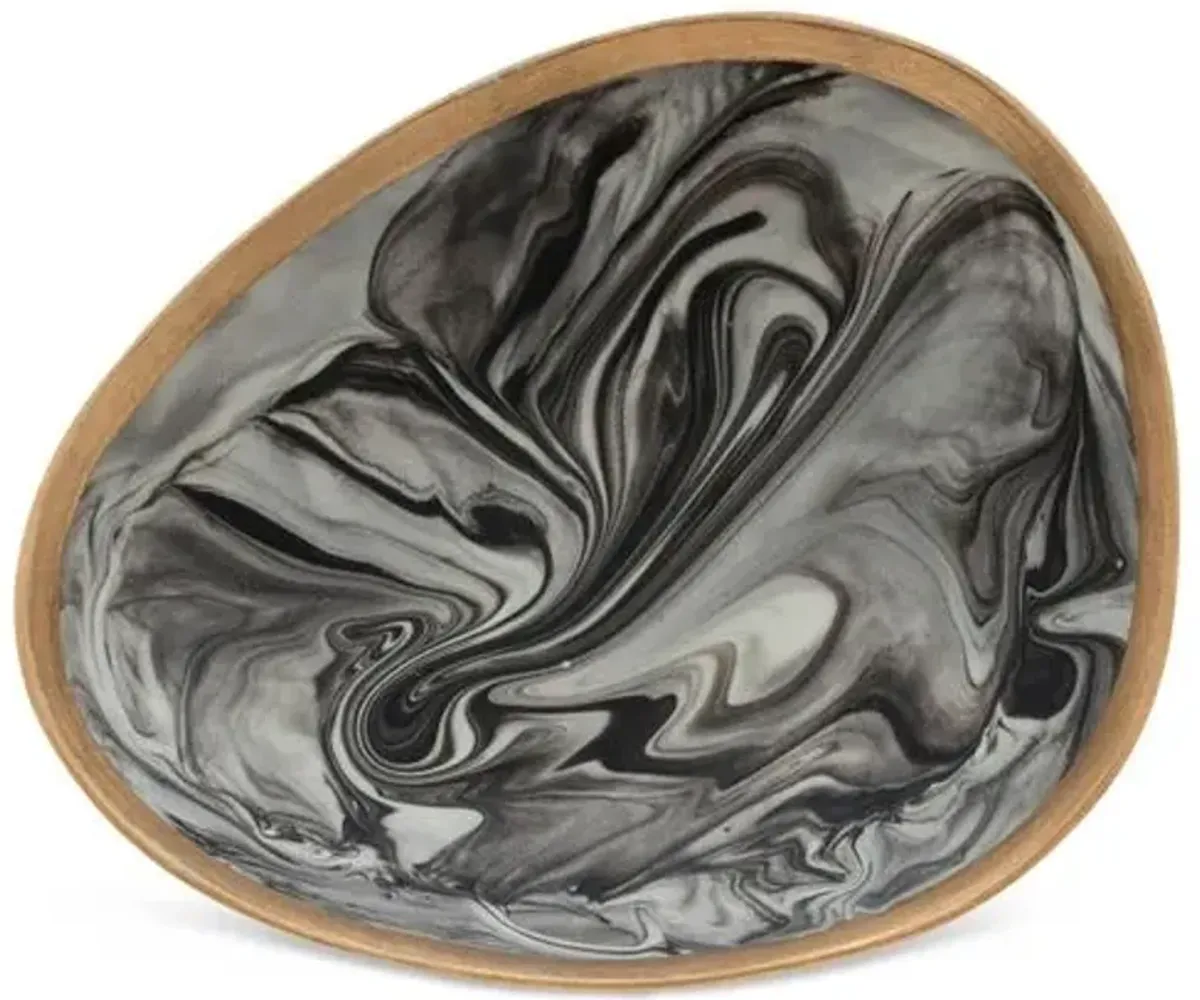 Marbleized Porcelain Ring Dish - Gray - Joanna Buchanan