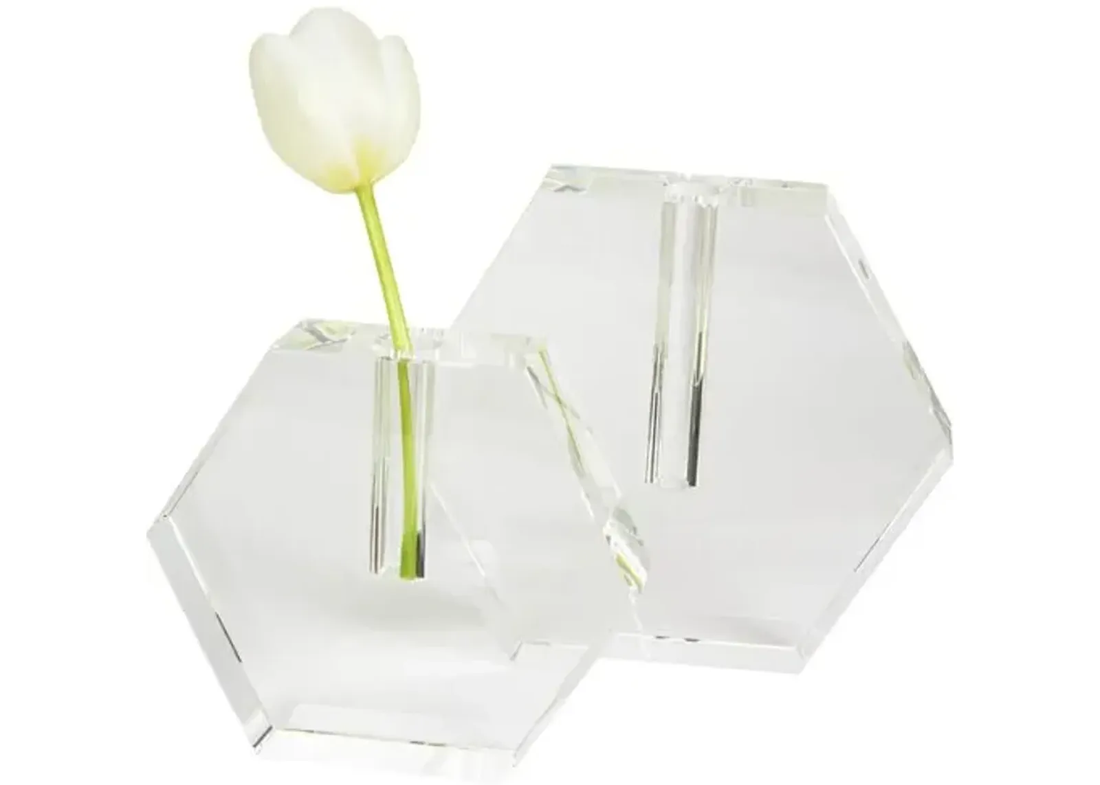 Flat Hex Bud Vase - Clear