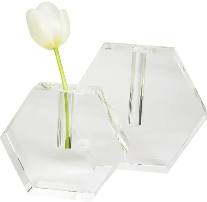 Flat Hex Bud Vase - Clear