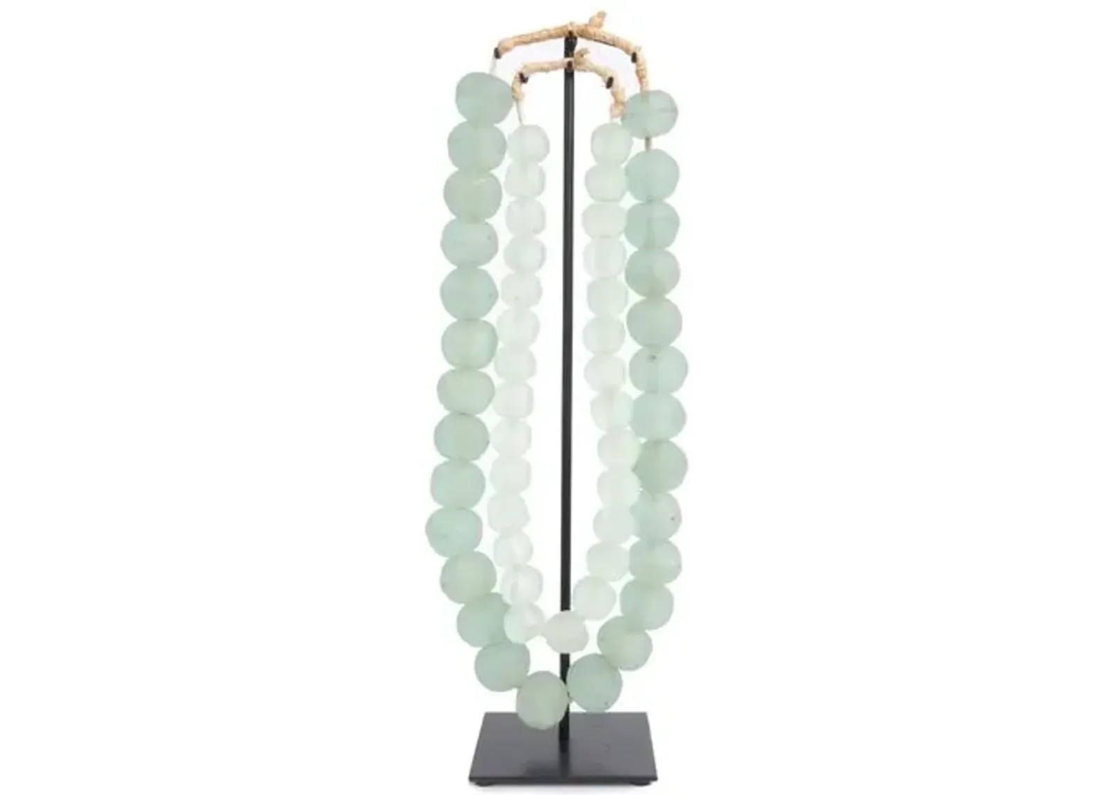 Asst. of 2 Ghanaian Glass Beads with Stand - Sage - Ngala Trading Co. - Green