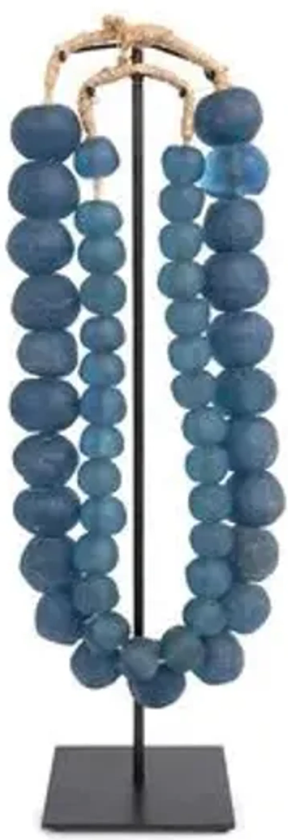 Asst. of 2 Ghanaian Glass Beads with Stand - Blue - Ngala Trading Co.