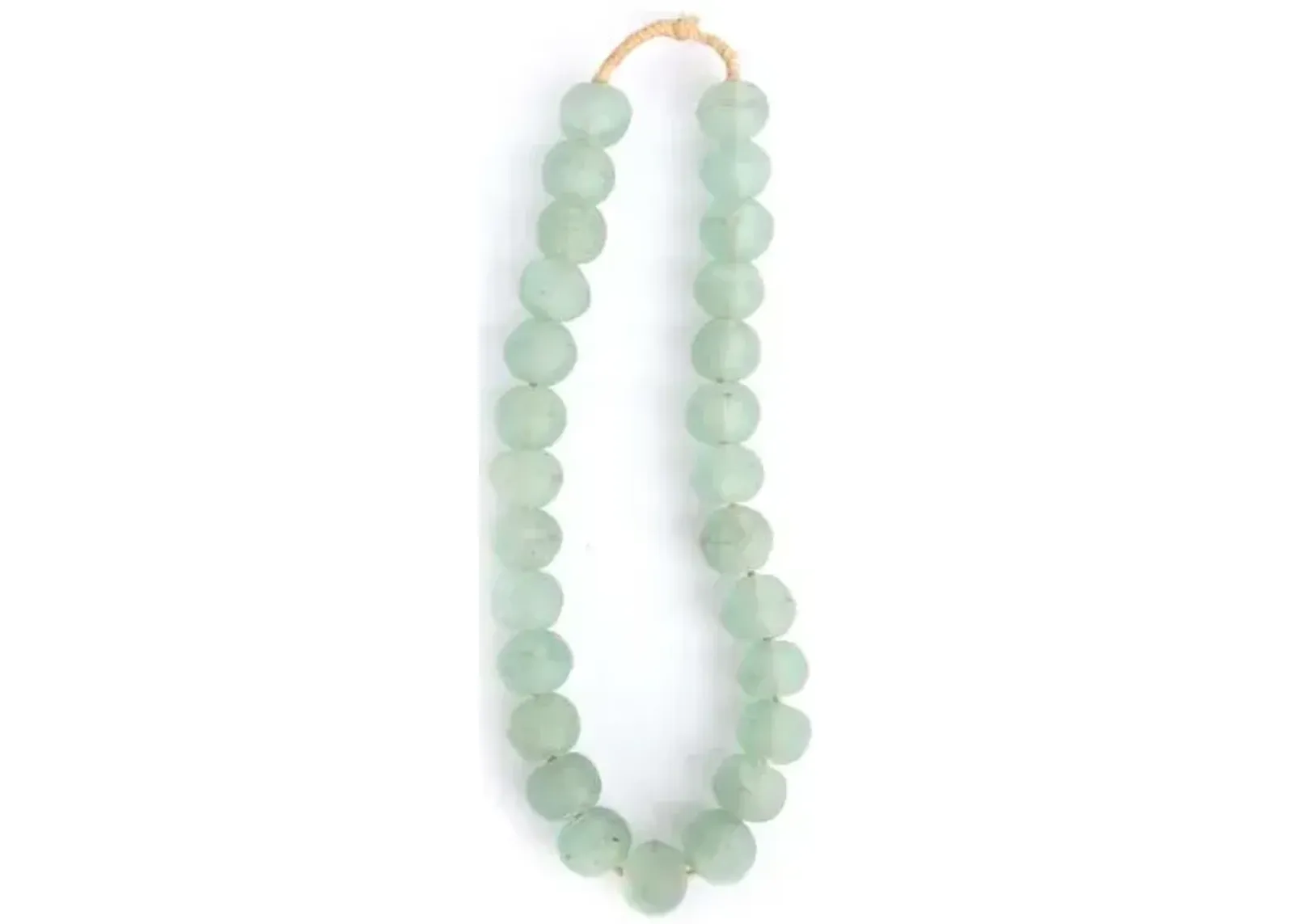 15" Ghanaian Glass Bead Strand - Opaque Green - Ngala Trading Co.