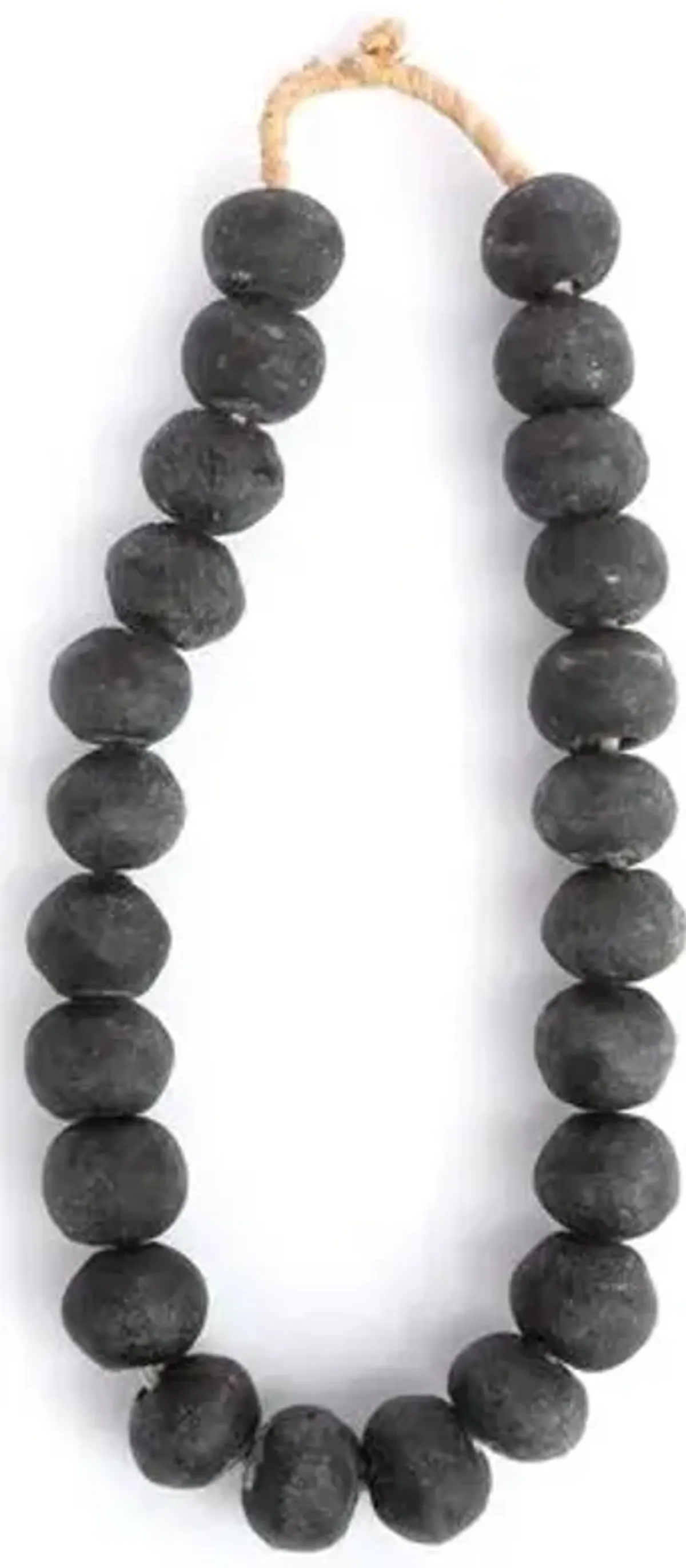 15" Ghanaian Glass Bead Strand - Black - Ngala Trading Co.