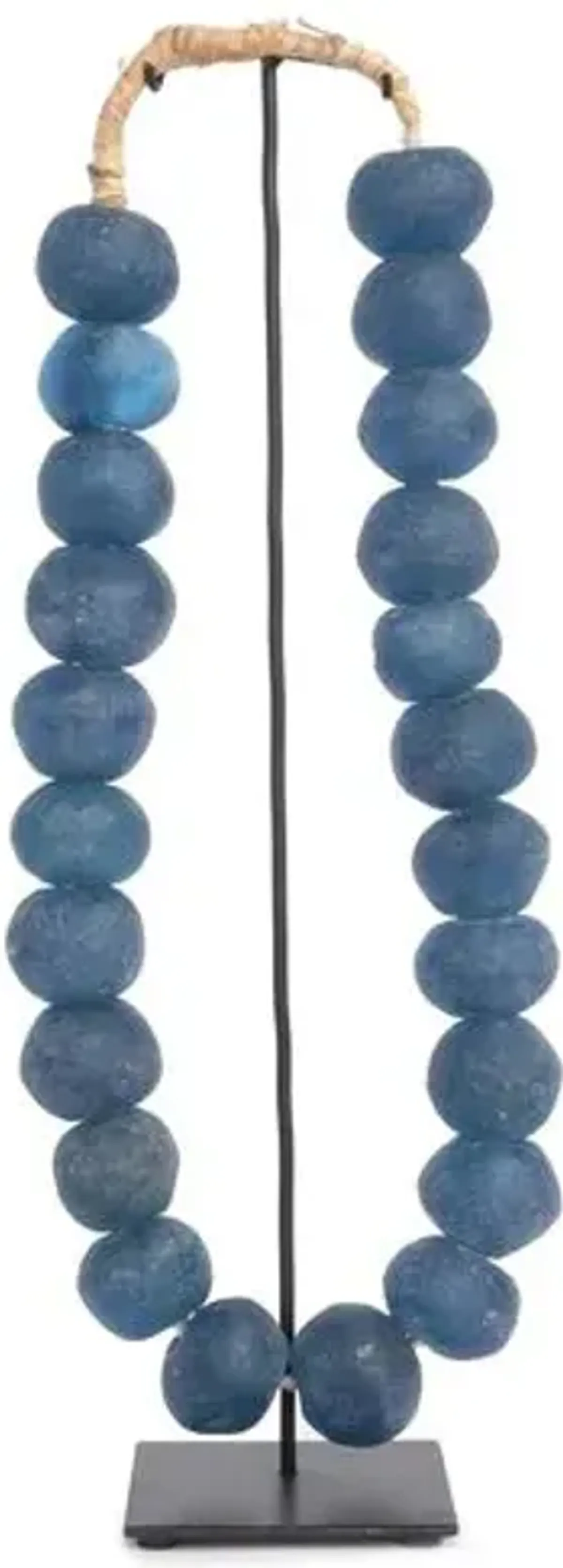 17" Ghanaian Glass Beads with Stand - Blue - Ngala Trading Co.