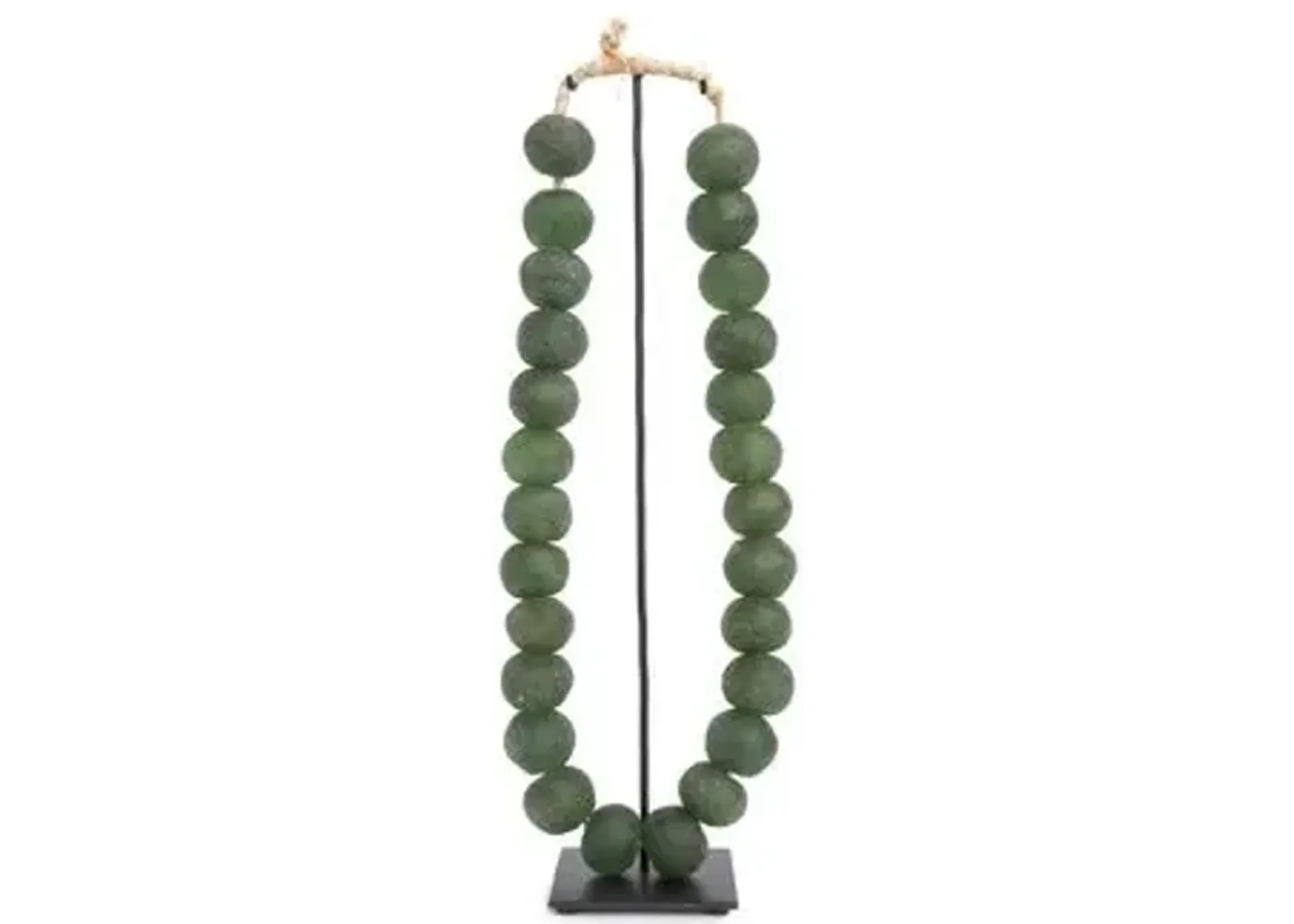 17" Ghanaian Glass Beads with Stand - Green - Ngala Trading Co.