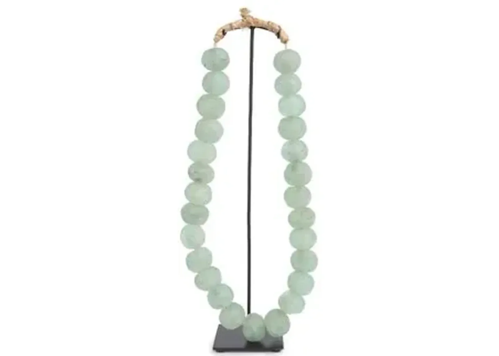 17" Ghanaian Glass Beads with Stand - Opaque Green - Ngala Trading Co.