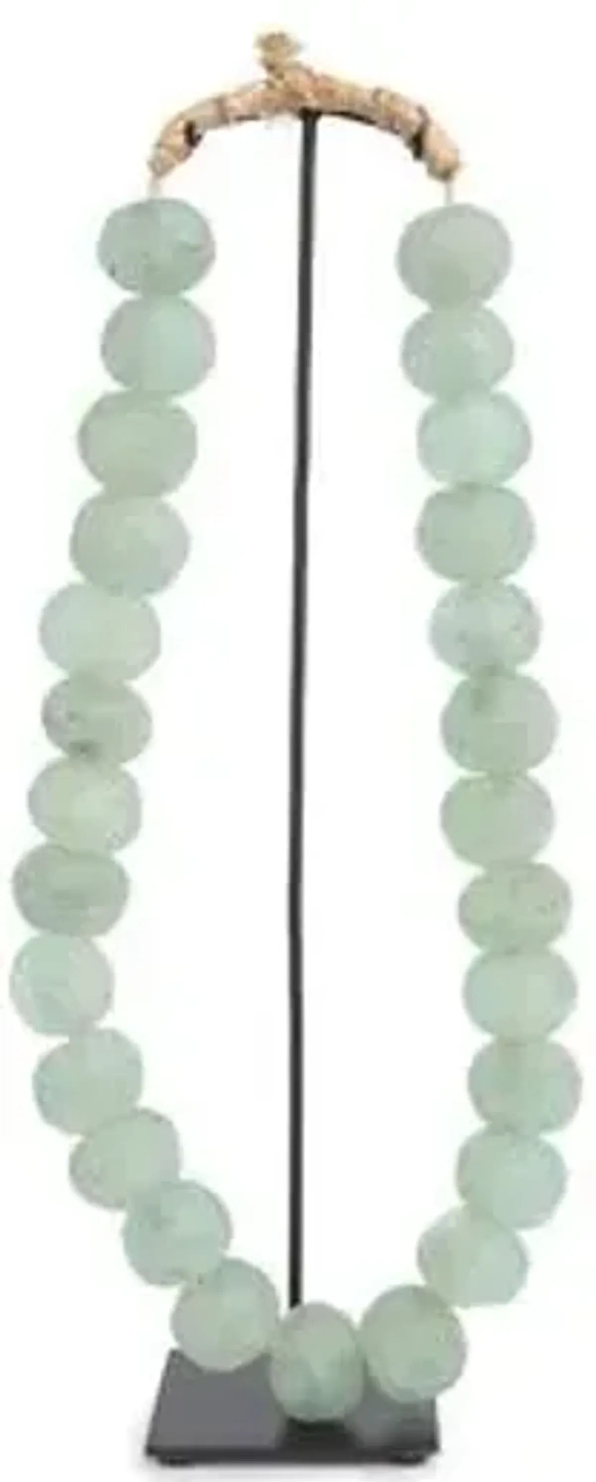 17" Ghanaian Glass Beads with Stand - Opaque Green - Ngala Trading Co.