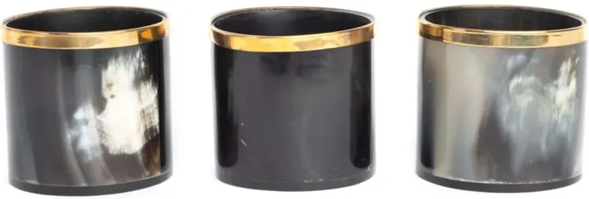 3" Cow Horn Votive w/ Trim, Natural/Gold