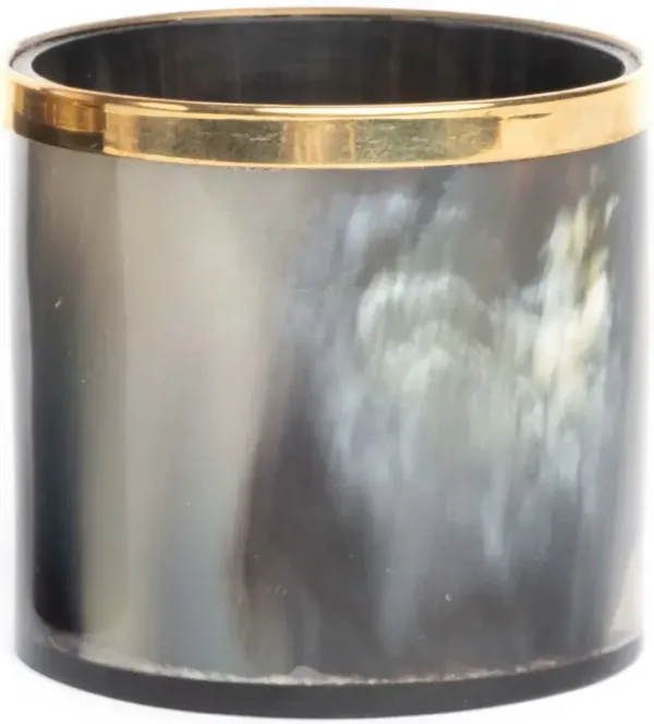 3" Cow Horn Votive w/ Trim, Natural/Gold