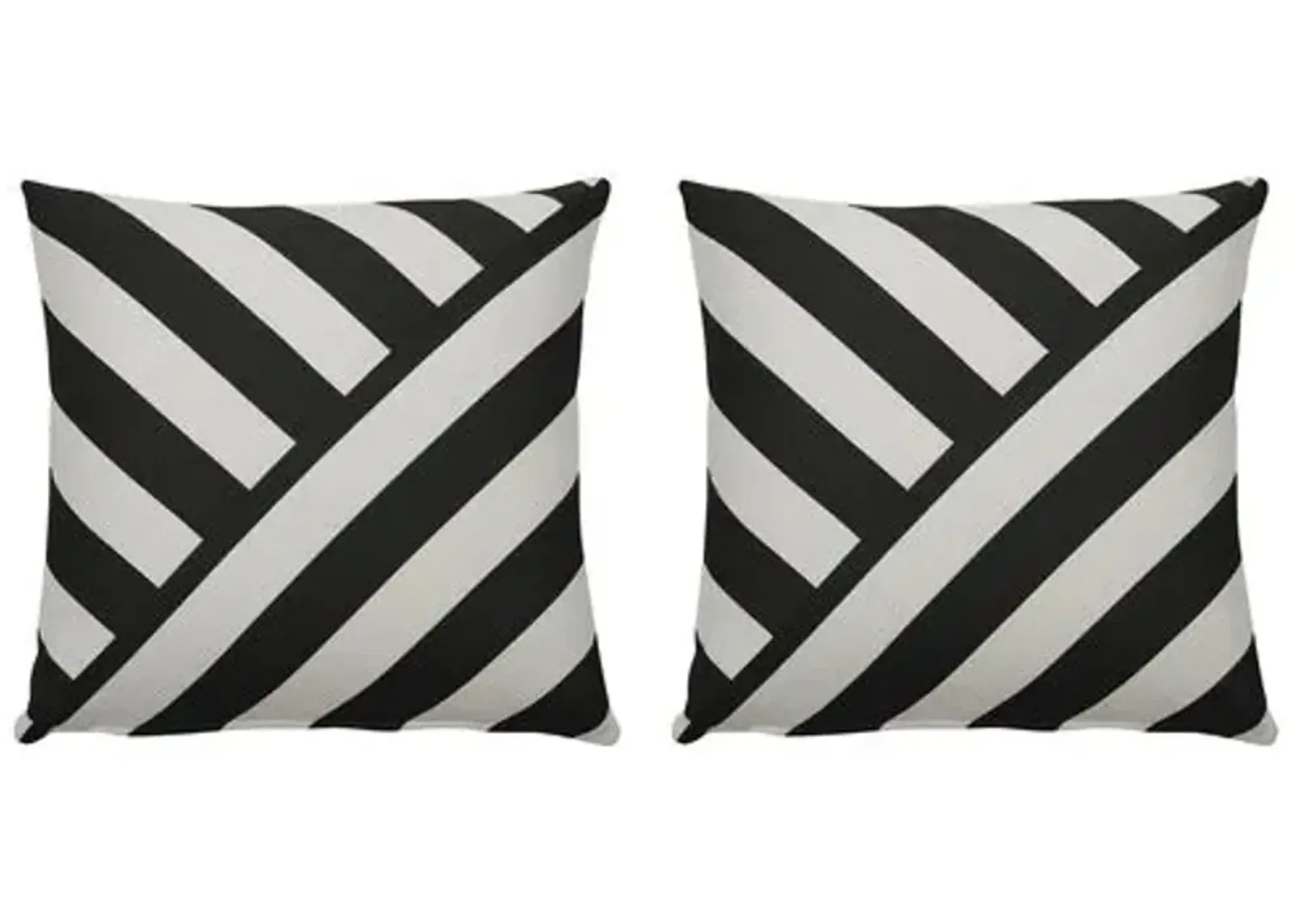 Halo T-Stripe Outdoor Pillow - Midnight/White - Wendy Jane