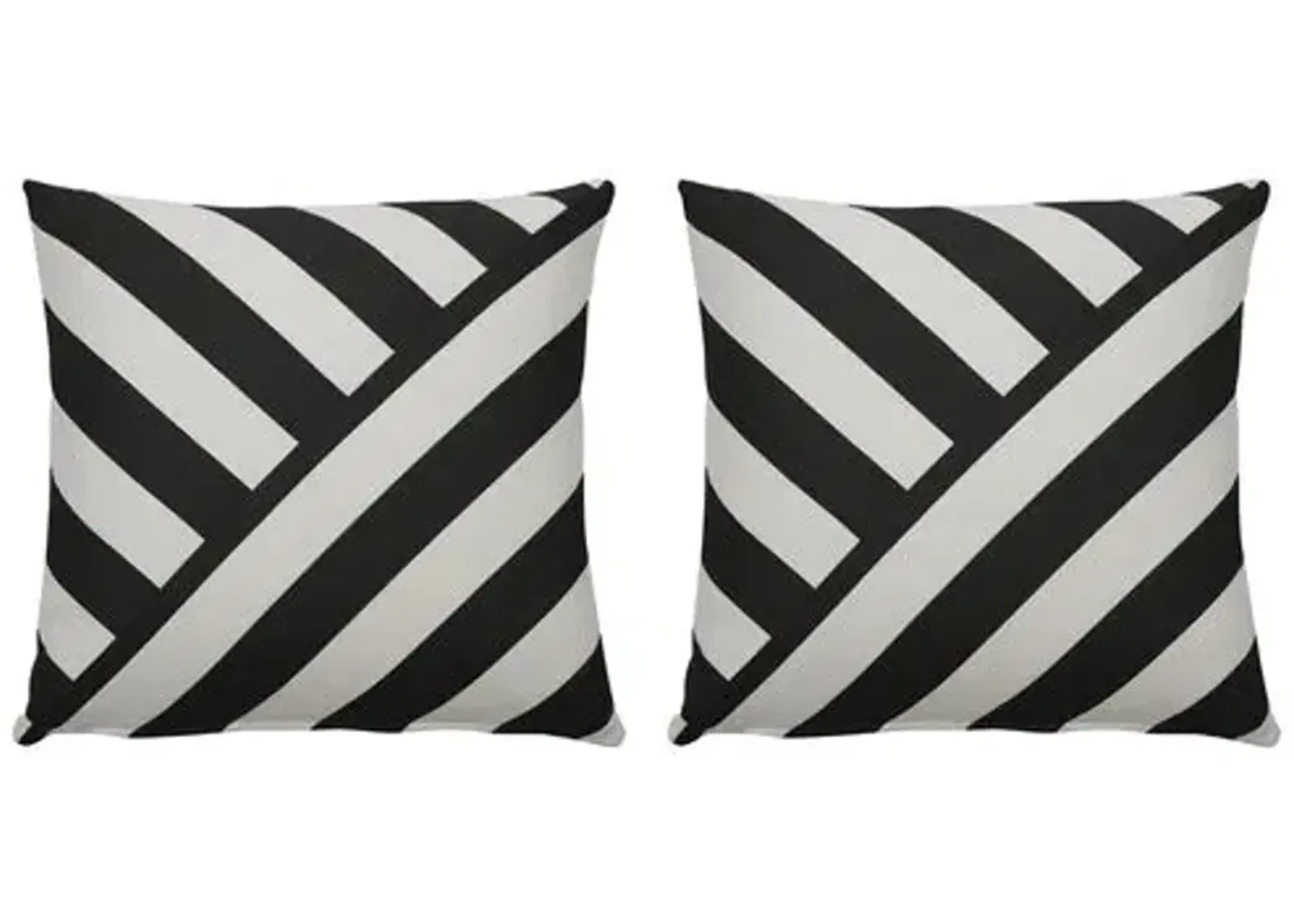 Halo T-Stripe Outdoor Pillow - Midnight/White - Wendy Jane