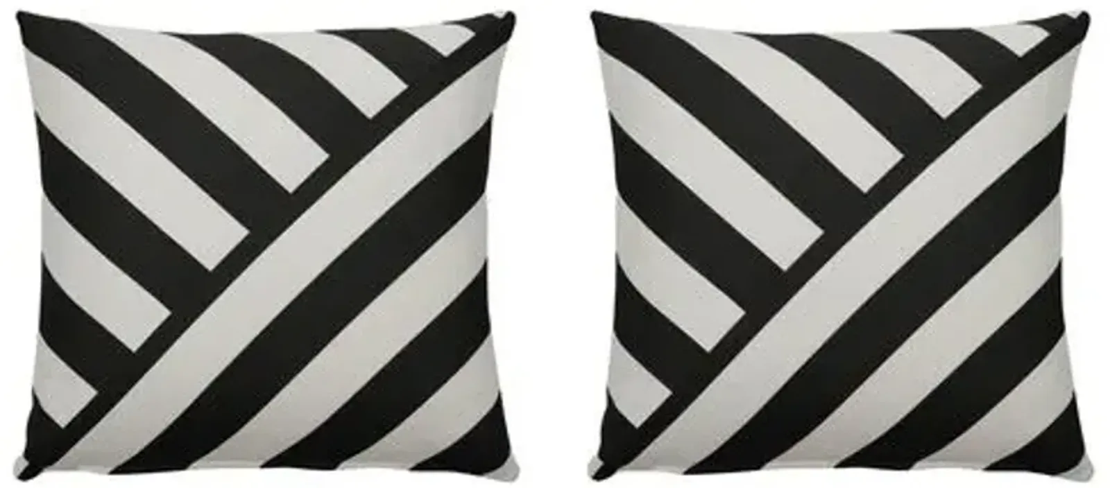 Halo T-Stripe Outdoor Pillow - Midnight/White - Wendy Jane