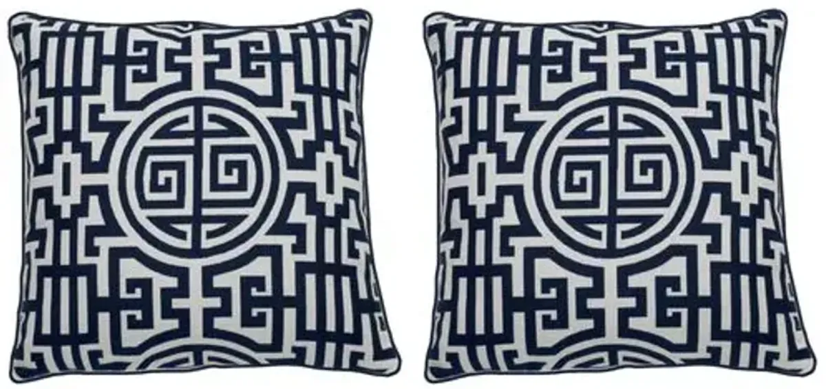 Nobu Outdoor Pillow - Indigo/White - Wendy Jane