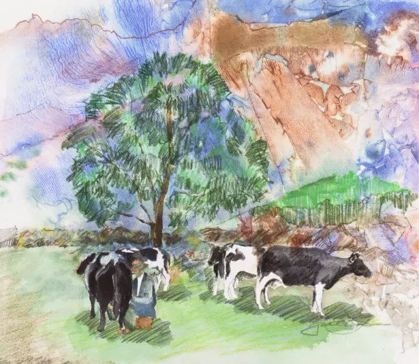 Swiss Landscape by Gail Carlson - McNaught Fine Art - Green