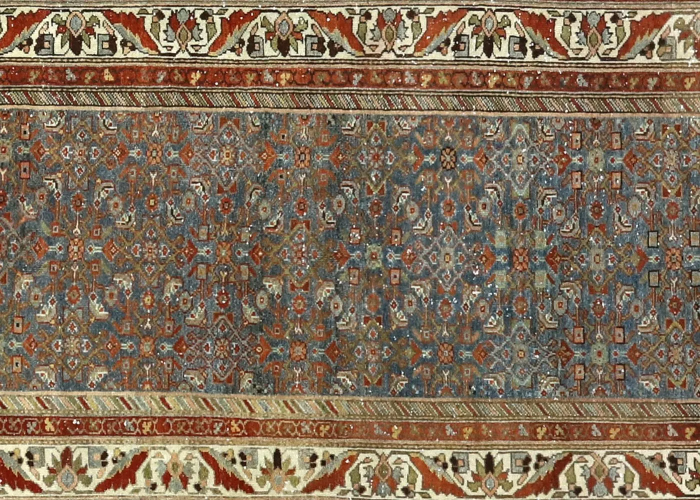 1930s Persian Runner - 3'7"x 15'10" - Nalbandian - Blue