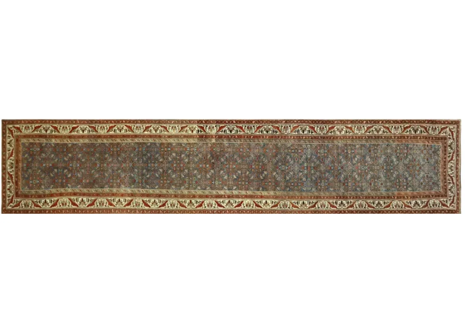 1930s Persian Runner - 3'7"x 15'10" - Nalbandian - Blue