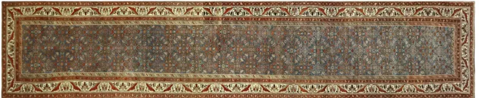 1930s Persian Runner - 3'7"x 15'10" - Nalbandian - Blue