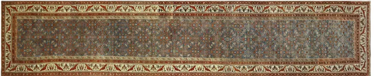 1930s Persian Runner - 3'7"x 15'10" - Nalbandian - Blue