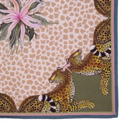 Set of 2 Leopard Lily Stone Napkins - Pink/Natural - Ngala Trading Co.