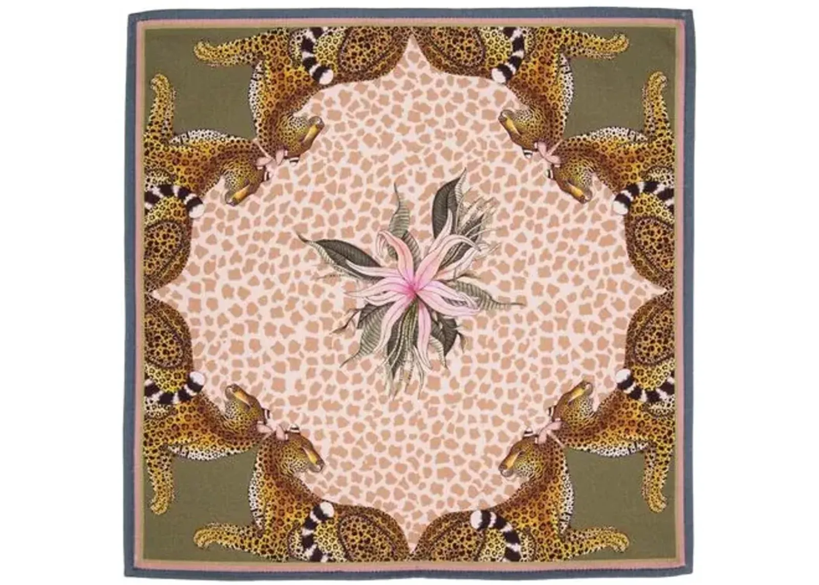 Set of 2 Leopard Lily Stone Napkins - Pink/Natural - Ngala Trading Co.