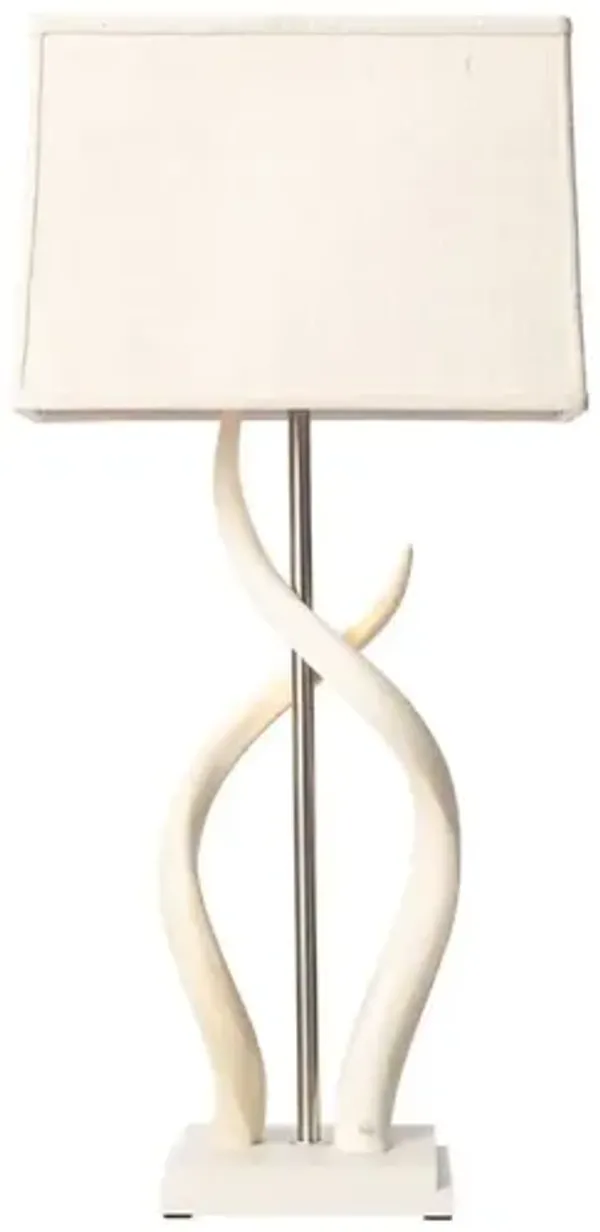 Double Kudu Horn Table Lamp - Cream - Ngala Trading Co.