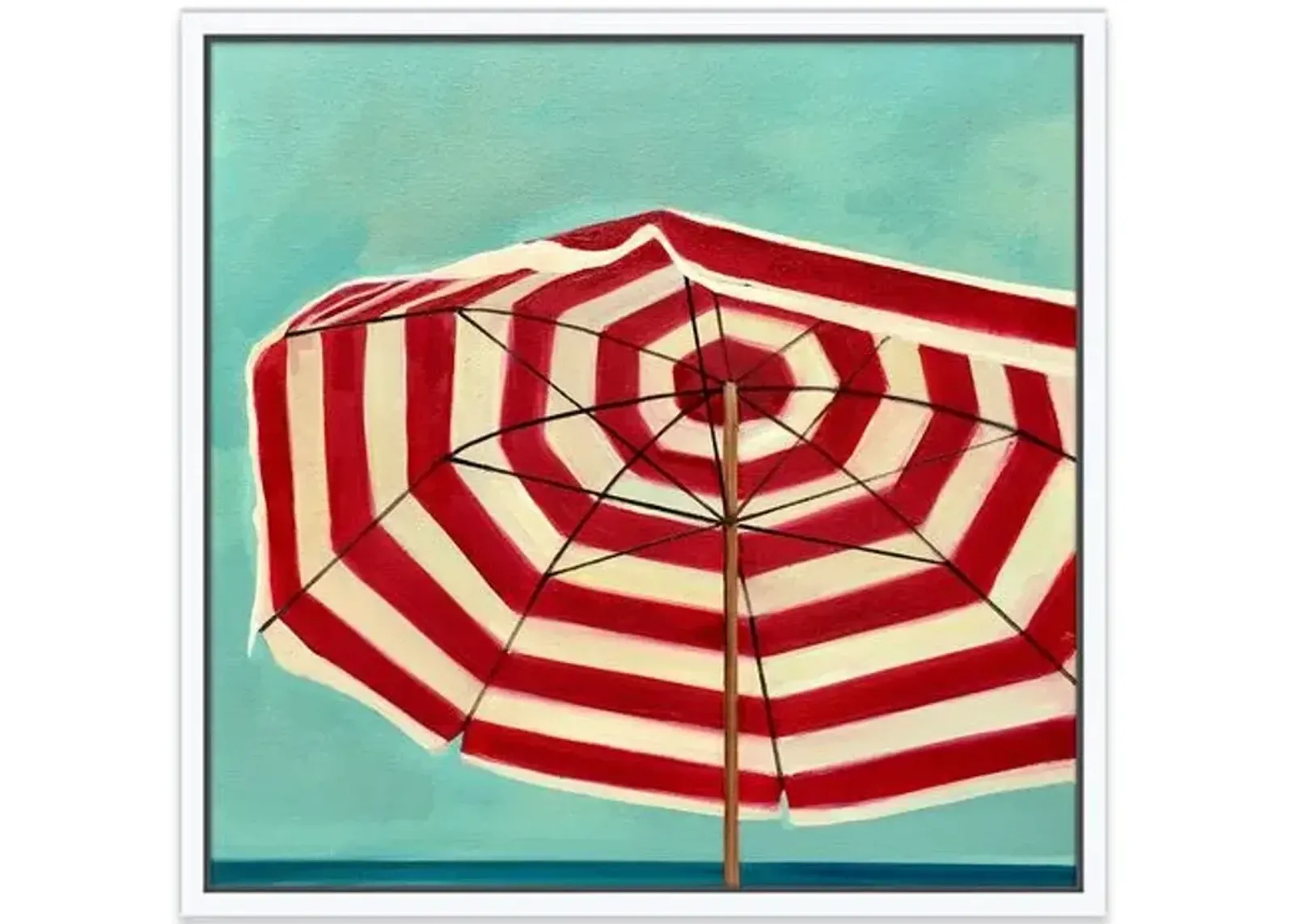 Painting - T.S. Harris - Red & White Umbrella - Blue