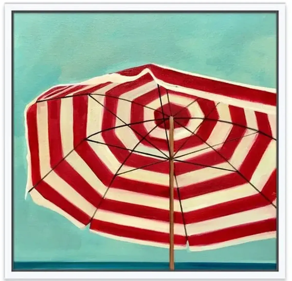 Painting - T.S. Harris - Red & White Umbrella - Blue