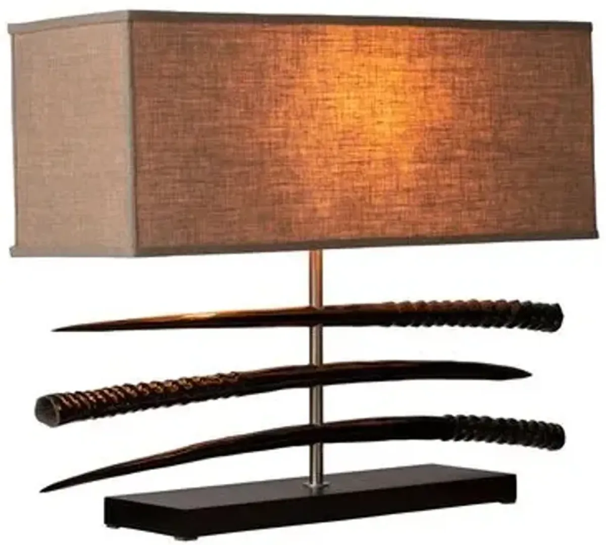 Gemsbok Triple-Horn Table Lamp - Ebony - Ngala Trading Co.