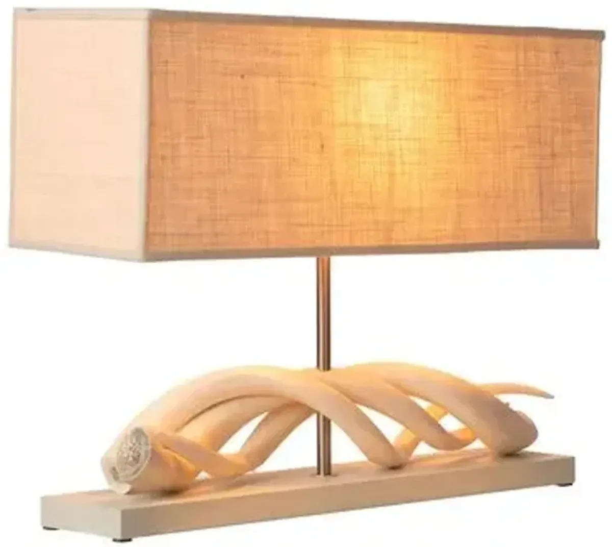Kudu Horizontal Triple Inner Horn Table Lamp - Cream - Ngala Trading Co.