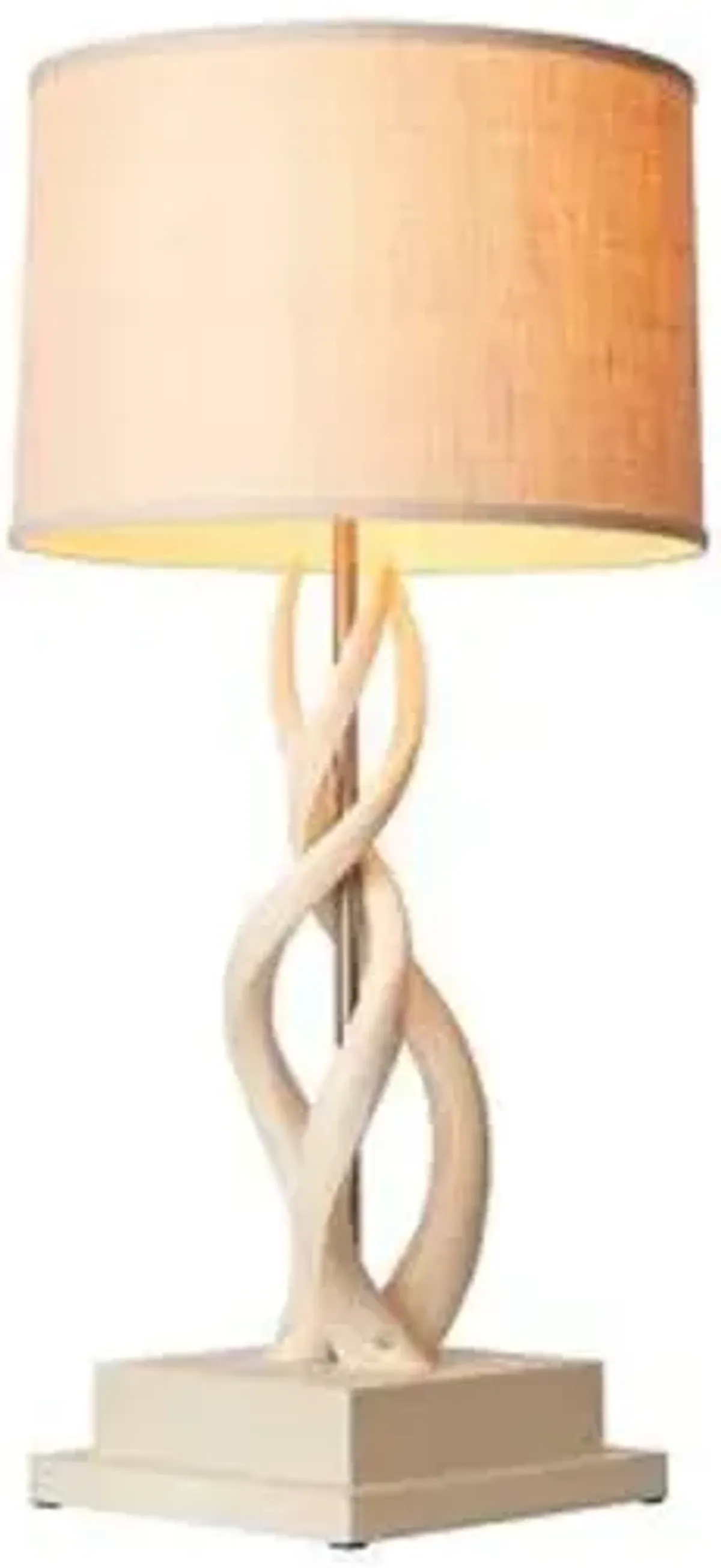 Upright Triple Kudu Inner Horn Table Lamp - Cream/White Burlap - Ngala Trading Co.
