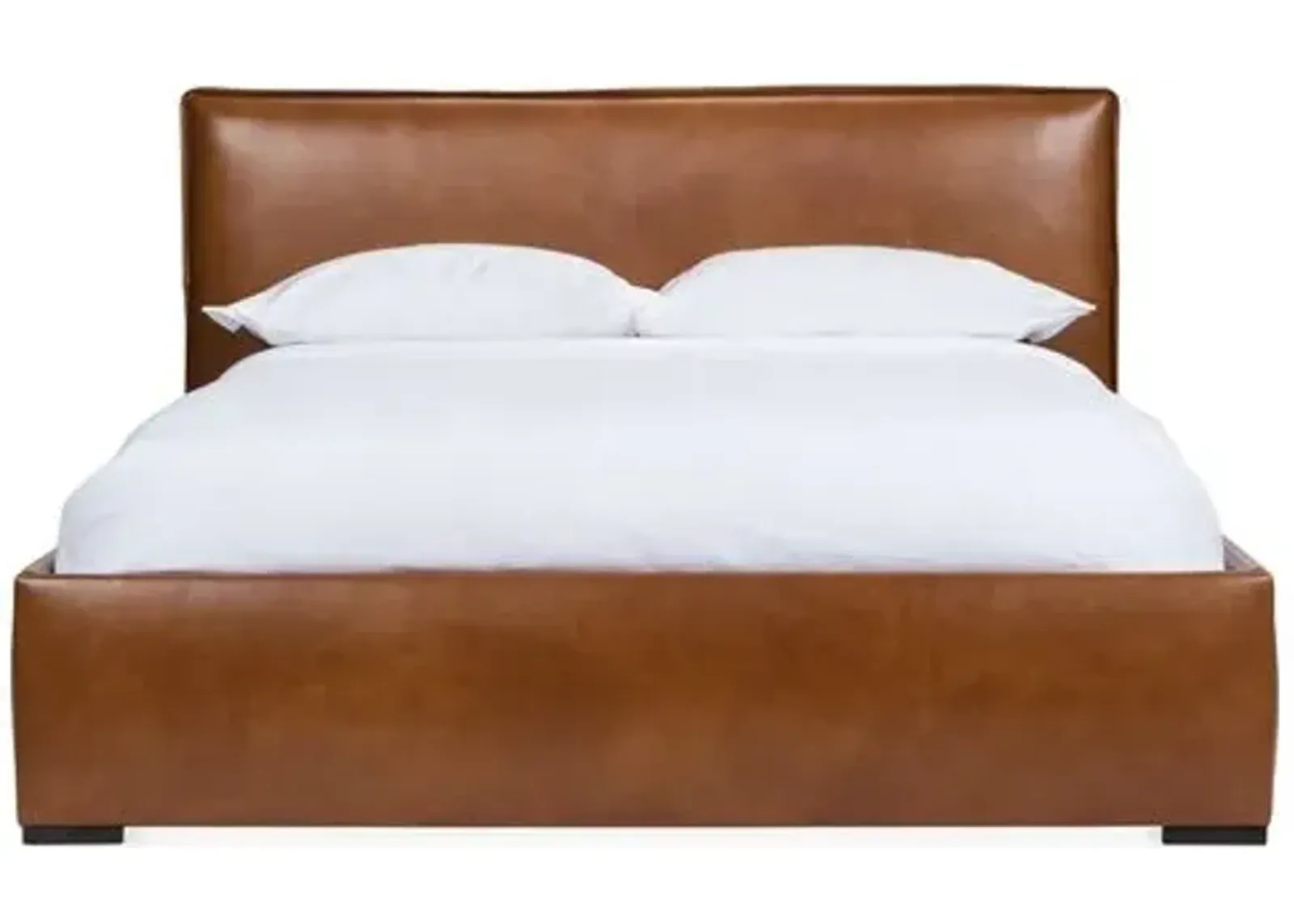 Rayna Leather Platform Bed - Brown