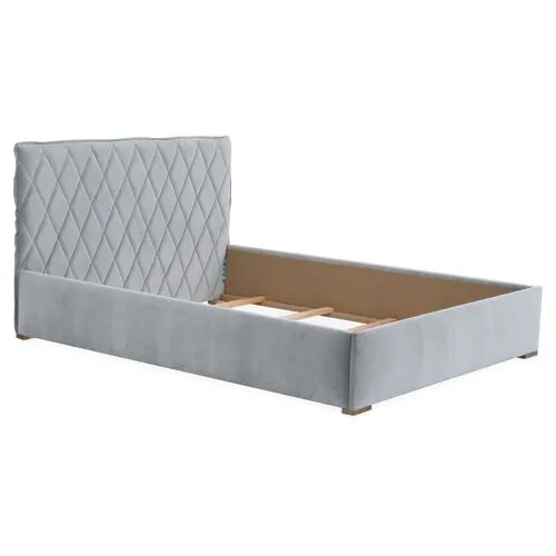 Rayna Velvet Platform Bed - Gray