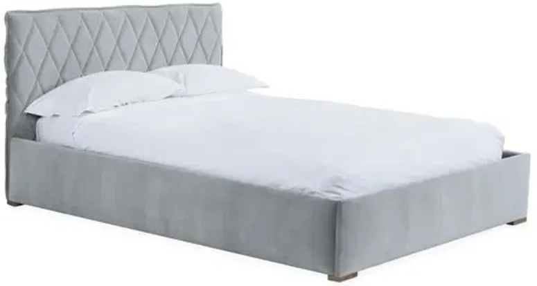 Rayna Velvet Platform Bed - Gray