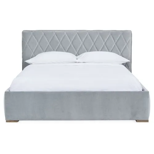 Rayna Velvet Platform Bed - Gray