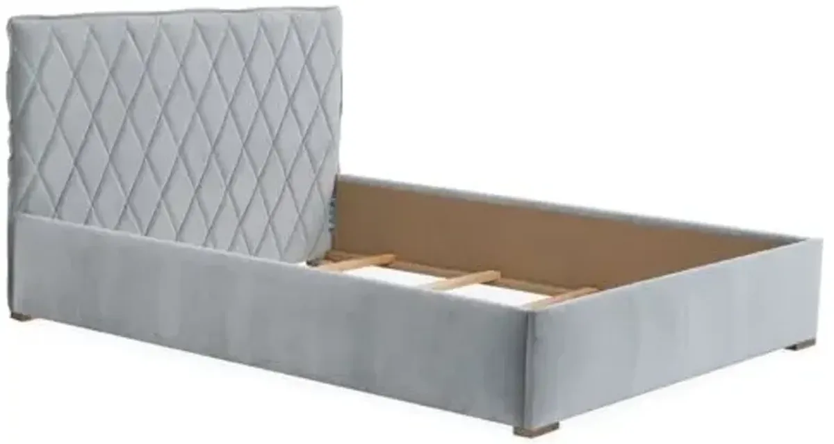 Rayna Velvet Platform Bed - Gray