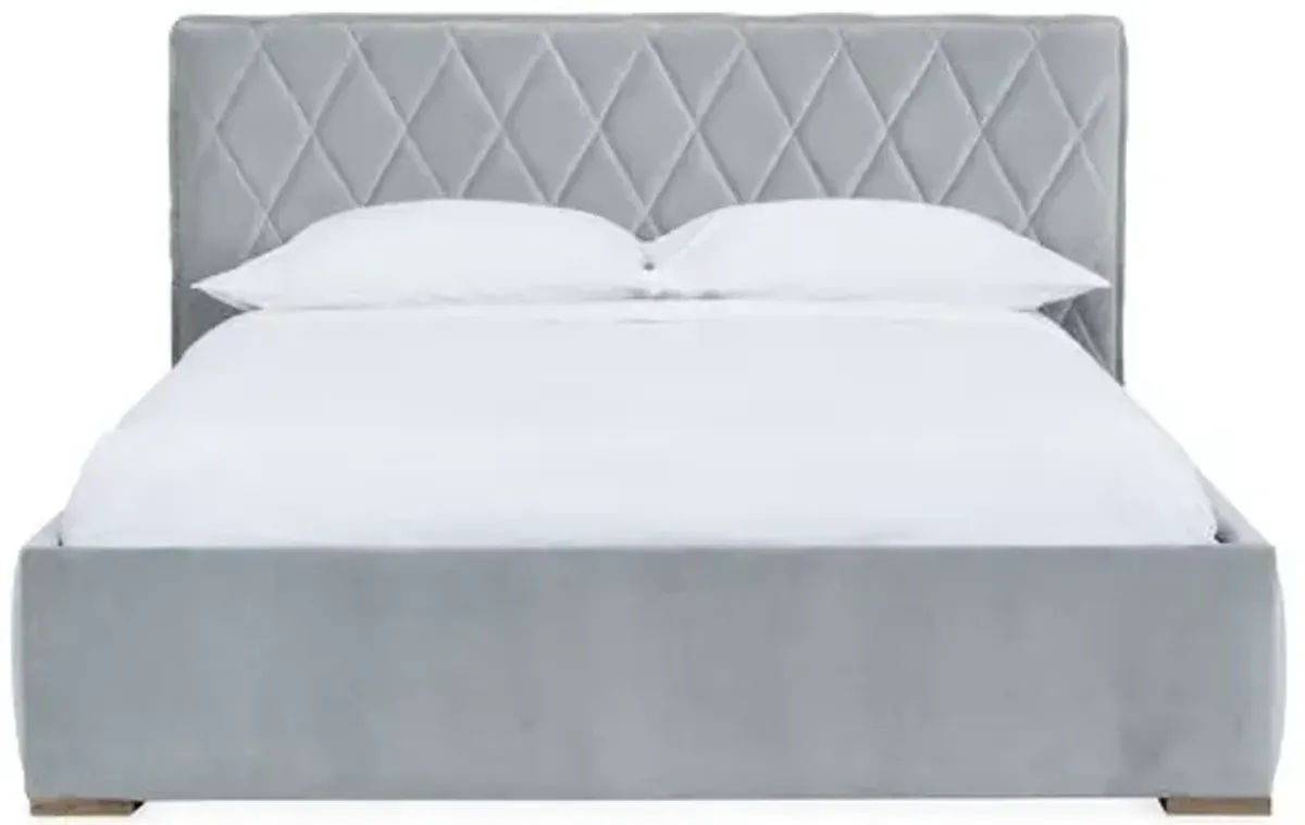 Rayna Velvet Platform Bed - Gray