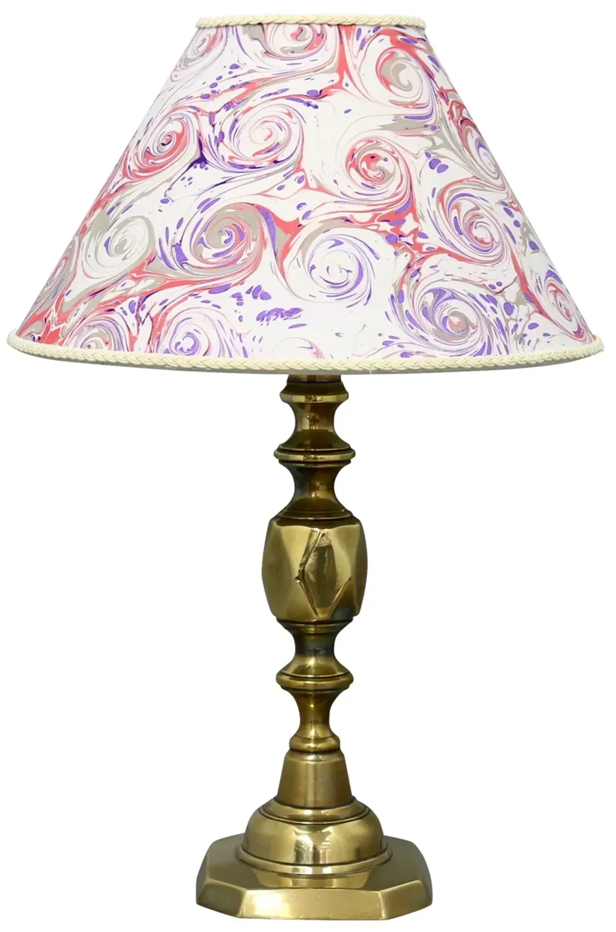 French Hand-Marbled Paper Lampshade - Rose Victoria - Pink