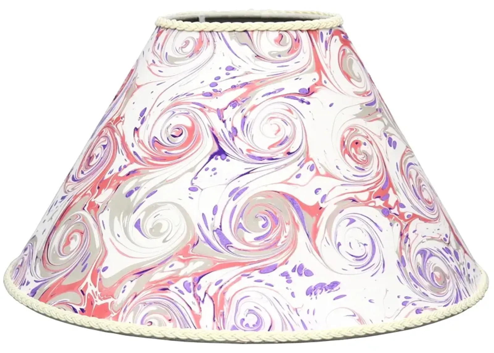 French Hand-Marbled Paper Lampshade - Rose Victoria - Pink