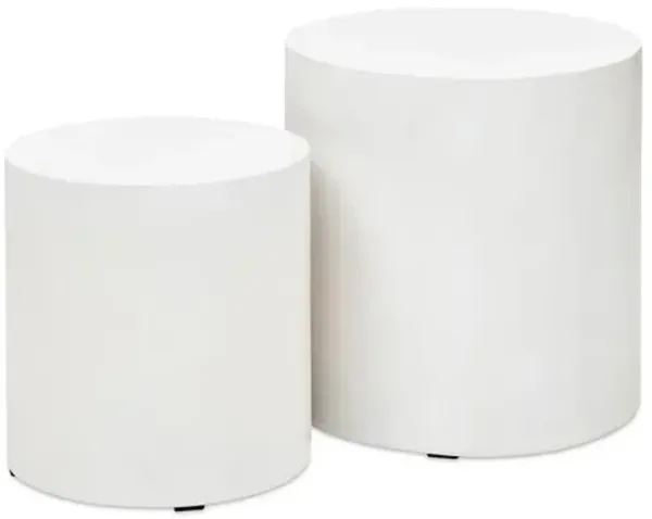 Set of 2 Elwood Indoor/Outdoor Pedestal Concrete Side Tables