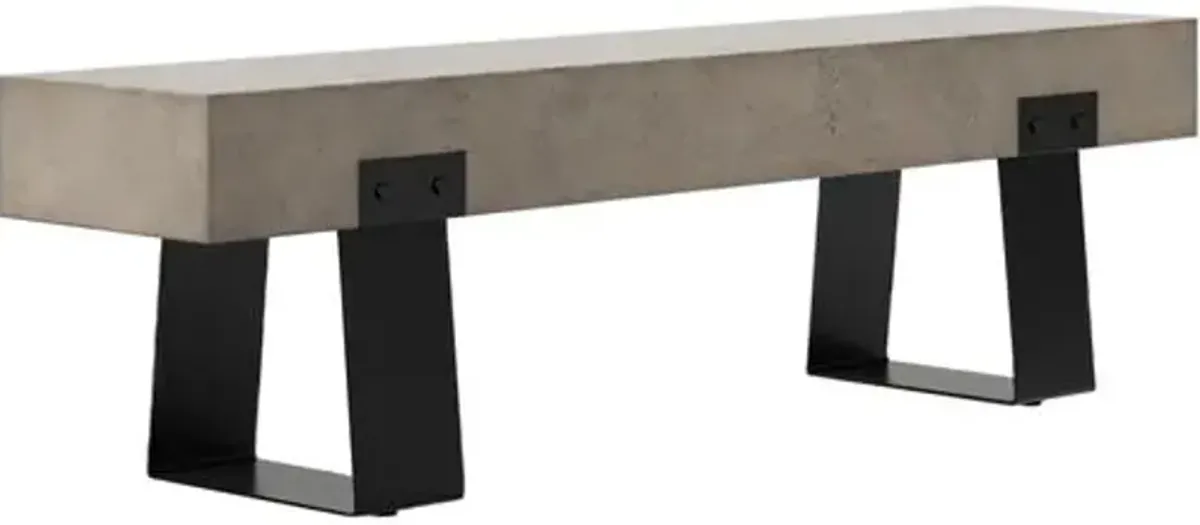 Elwood Industiral Concrete Outdoor Bench - Black/Gray