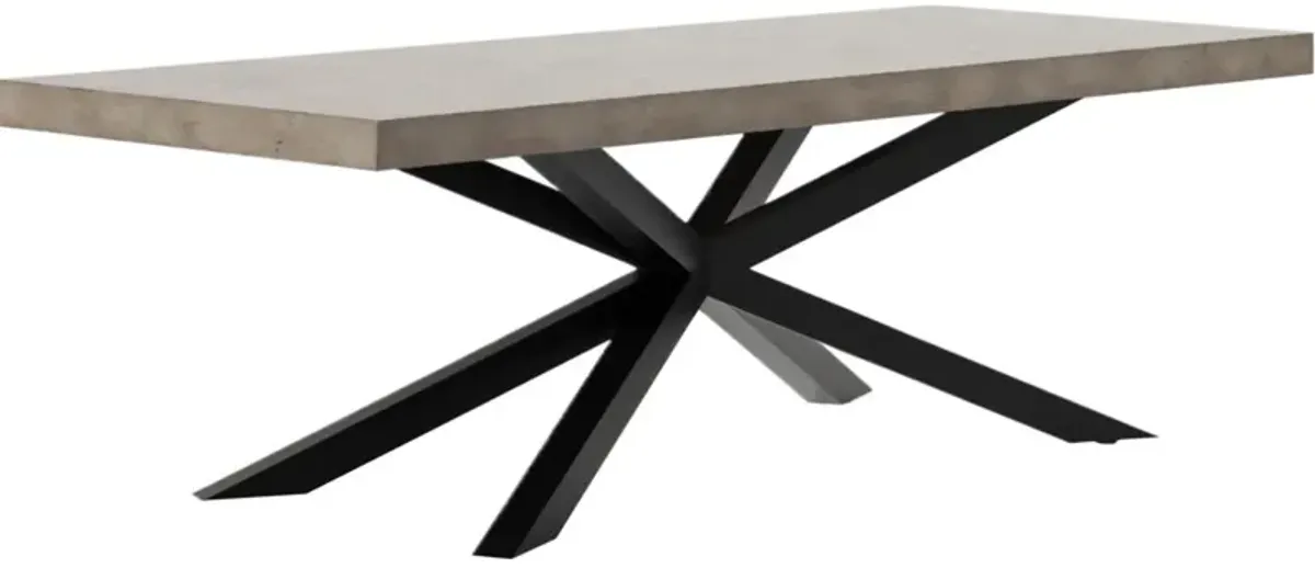 Elwood Industiral Outdoor Concrete Dining Table, Gray/Black